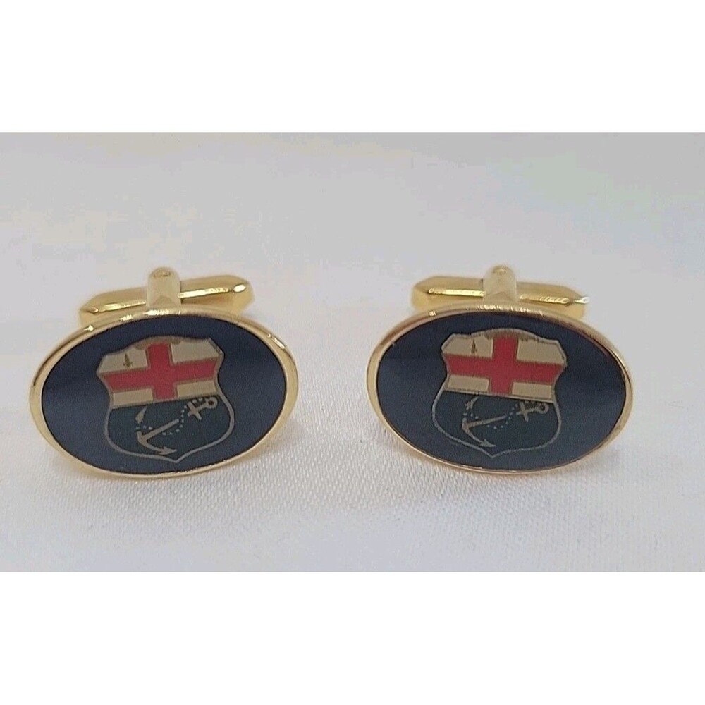 Vintage Lloyds Of London Yacht Club Cufflinks Gold Toned Maritime